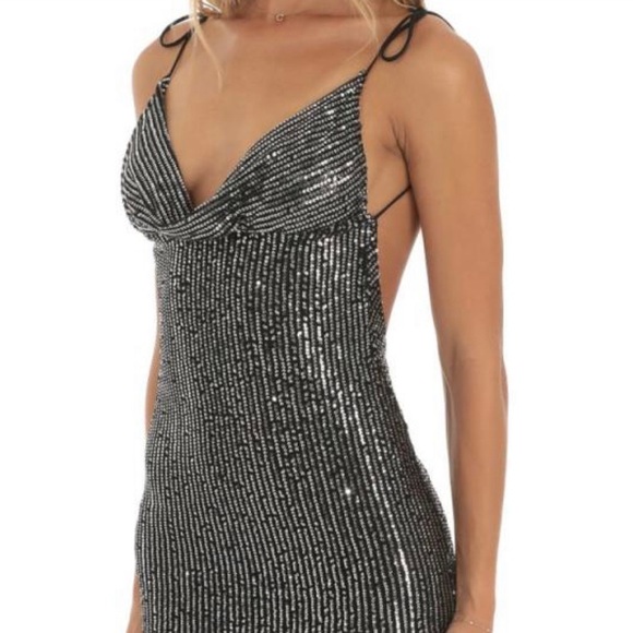 Silver Sequin Bodycon Dress in Black
LUCY IN THE SKY - Picture 3 of 5